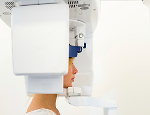 Woman receiving 3D cone beam scans