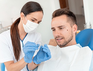 Patient at dentist for Invisalign in Plano