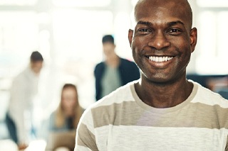 person smiling at work