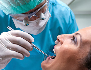 Patient receiving preventive dentistry exam