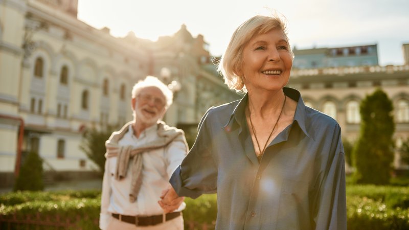 mature couple getting vitamin D in Plano